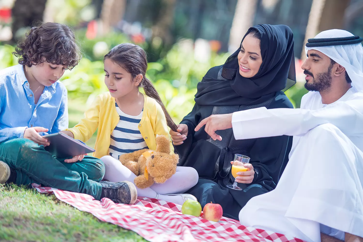 Arab family enjoying a picnic